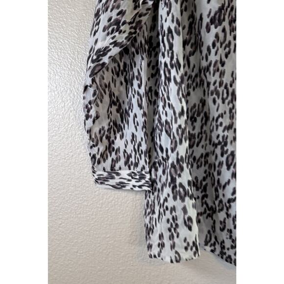 NWT Lucky Brand Plus 3X Womens Blouse Leopard Print Long Sleeve Half Button - Picture 6 of 11